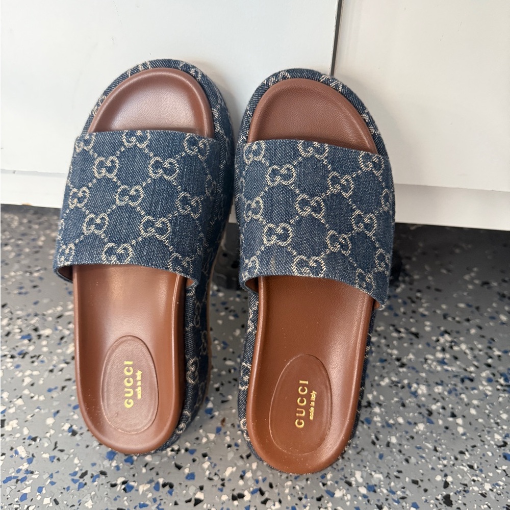 Gucci Women's Denim Blue Slide Sandals